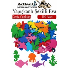 Artlantis Şekilli Eva Yapışkanlı Deniz Canlıları 100 Lü 1 Paket Kendinden Yapışkanlı Eva Sticker Okul Öncesi Kreş Ana Sınıfı