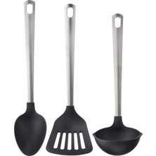 Ikea Dırekt 3 Parçalı Mutfak Gereçleri Seti, Siyah/paslanmaz Çelik