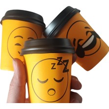 (200ML) Kapaklı 100 Adet Bardak+ 100 Adet Kapak Karışık Smile Desen Maycup