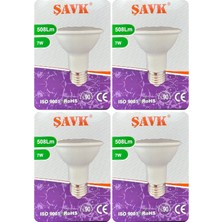 Avarson (4 Adet) Şavk 7W 6500K (Beyaz Işık) PAR20 E27 Duylu (Kalın Duy) LED Spot Ampul