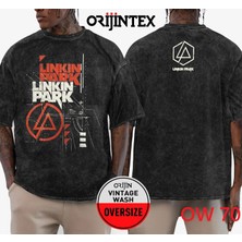 Linkin Park Yıkamalı Over Size Tişört M