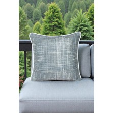 Visionario Kırlent Kılıfı Desenli 45X45 Raşel Örme Kadife Çift Taraflı Dijital Baskı Beyaz Biyeli