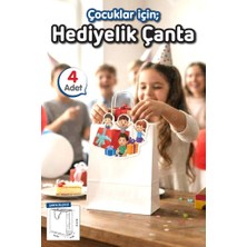 Tuğset Etiket Burgu Saplı Karton Beyaz Çanta 4 Adet Çocuklar Için Doğum Günü Parti 23 Nisan Hediyelik ÇANTA-T1563
