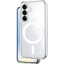 Galaxy S25 Için Magsafe Aksesuarlarıyla Uyumlu Şok Emici Silikon Kenarlı Sararma Önleyici Arkası Ser