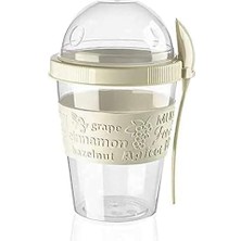 Take'n Go Kapaklı Kaşıklı Yoğurt ve Diyet Kabı 600 ml (Beyaz)