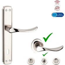 Baş Menteşe ZENNUR Kapı Kolu Modelimiz Nikel Saten Kaplama  Bütün Çeşitleri Aynalı-Rozetli– Kaliteli, Şık Tasarım