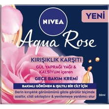 Nıvea Aqua Rose Kırışıklık Karşıtı Gece Yüz Bakım Kremi 50ML, Kalsiyum, Görünümü, Sıkı Cilt