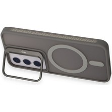 Bilişim Akademi Samsung Galaxy S25 Stantlı  Kılıf Case Pro Tank Kılıf Lens  Koruyucu Zırhlı Kılıf - Gri
