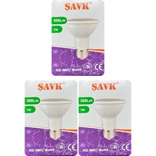 Avarson (3 Adet) Şavk 7W 6500K (Beyaz Işık) PAR20 E27 Duylu (Kalın Duy) LED Spot Ampul