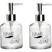 Banyo Seti Cam Sıvı Sabunluk 2 Adet,el Sabunu Yazılı 300ML 7,6X15,5CM