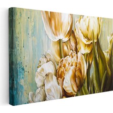 Tablofest Yatay Kanvas Tablo Zarif Lale Aranjmanı Çiçek Tablosu Ev Ofis Duvar Dekoru