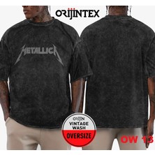 Metallica Yıkamalı Over Size Tişört L