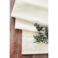 VENTO STORE Viemso Simli Keten Runner, Kırık Beyaz, 45X200CM