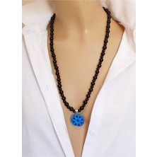 Sinem Şanlı Sora Siyah Oniks ve Gümüş Çerçeveli Süryani Taşı Kolye