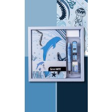 Defter Setı - Desenli Gök Mavi Özel Kutuda