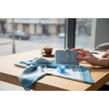 Renkli Düşler Atölyesi Mavi Kadın Cüzdan Fular Toka Hediye Seti/ Sevgililer Günü/ Doğum Günü/ Özel Gün