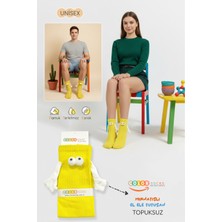 Color Socks Sarı El Ele Tutuşan Gözlü Mıknatıslı Soket Çorap