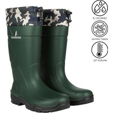 Konçlu Pu Uzun Avcı Çizmesi - Su Geçirmez - Kaymaz Taban - Thermoking - Balıkçı Çiftçi Çizme