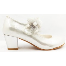 Mini Women Gümüş Kız Çocuk Topuklu Abiye Ayakkabı