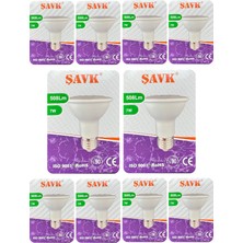 Avarson (10 Adet) Şavk 7W 6500K (Beyaz Işık) PAR20 E27 Duylu (Kalın Duy) LED Spot Ampul