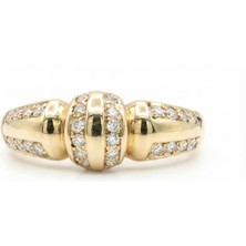 Theory Jewelry TheoRing - 10 Taşlı Altın Renk Yüzük | Çelik Kadın Yüzük | Kararma Yapmaz | Alerji Yapmaz