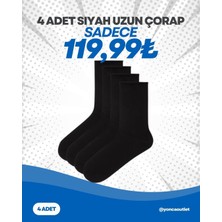 Yonca Outlet 4’lü Siyah Erkek Uzun Çorap – Pamuklu, Dikişsiz, Terletmeyen, Günlük Kullanım Çorabı