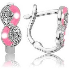 Katre46 Gümüş Pembe Sonsuzluk Çocuk Küpesi