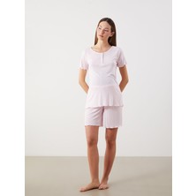 Lc Waikiki Yeni Sezon Bisiklet Yaka Kalp Desenli Hamile Şortlu Pijama Takımı