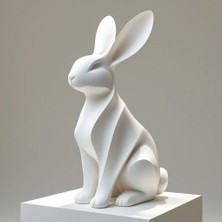 Talha3D Desenli Tavşan Heykeli Biblo, 19X7 Cm, Şık ve Dekoratif Ev Aksesuarı