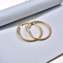 Nox Jewelry 14 Ayar Mikron Altın Kaplama Burgu Içi Boş Halka Gümüş Küpe - E00307