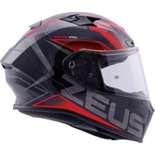Zeus ZS-826 Pearl Black Red Bk3 Kapalı Kask