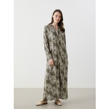 Lc Waikiki Yeni Sezon Kaçık Yaka Desenli Kadın Gömlek Elbise