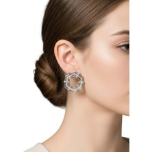 Zirkon Taşlı Altıgen Silver Küpe