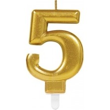 Starseven 5 Rakamı Mum Gold Renk