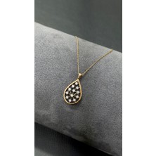 925 Ayar Gümüş Rosa Gold Damla Model Kadın Kolye