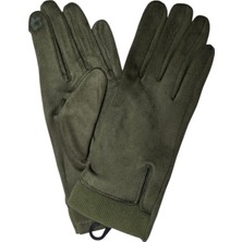 Spteks Suyutti Bayan Yetişkin Yeşil Renk Düz Desen Kışlık Süet Eldiven