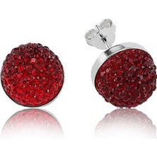 Katre46 925 Ayar Gümüş Kırmızı Çivili Küpe