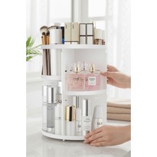 Heredot 360 Derece Dönen Makyaj Takı Rafı Organizer – Beyaz Kozmetik Düzenleyici MIT1294