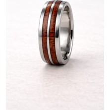 Modern Tasarımda Ahşap Dokunuş Erkek Çelik Yüzük