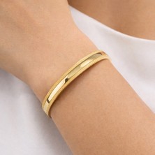 Yush Aksesuar Sim Detaylı Bombeli Çelik Kelepçe Bileklik