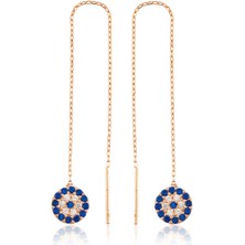 Katre46 925 Ayar Gümüş Zincirli Nazar Küpe