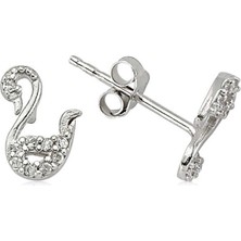 Katre46 925 Ayar Gümüş Kuğu Çivili Küpe