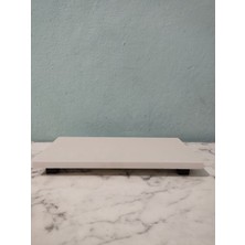 15X30 cm Beyaz Doğal Mermer Sunumluk, Kesme Tahtası, Kek Pasta Standı, Yağdanlık Altı