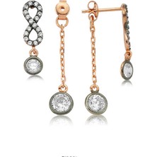 Katre46 925 Ayar Gümüş Zincirli Sonsuzluk Bayan Küpe