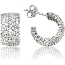 Katre46 925 Ayar Gümüş Beş Sıralı Beyaz Tamtur Küpe