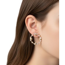 Zirkon Taşlı Büyük Halka Küpe