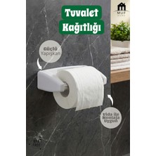 Muf Home Matkapsız Montaj Tuvalet Kağıtlığı  Güçlü Yapışkanlı Duvara Zarar Vermez  Pratik Yaylı Silindir