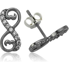 Katre46 925 Ayar Gümüş Kalpli Sonsuzluk Çivili Küpe