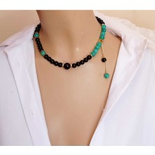 Sinem Şanlı Aria Yosunlu Akik Oniks Doğal Taş Tasarım Kolye