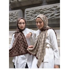 Gucci Çift Taraflı Pamuk Jakarlı Şal Kahve Krem
